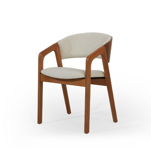 Chaise Eva - Bois & tissu laine bouclée